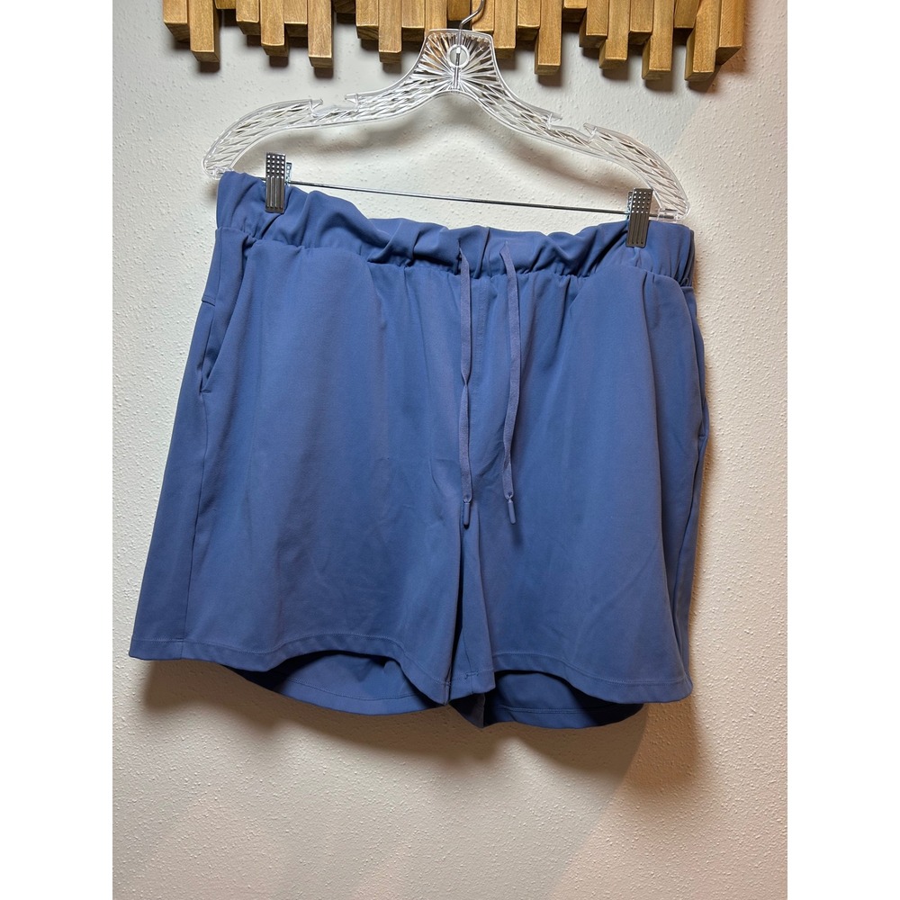 Athletic Works‎ Cool Shorts Blue XL Elastic Waist Drawstring Pockets Women